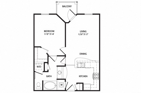1 bed 1 bath Franklin Floor Plan at Two Addison Place Apartments , Pooler, 31322